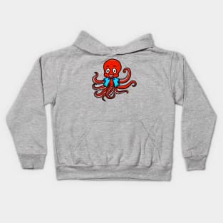 Cute Anthropomorphic Human-like Cartoon Character Octopus in Clothes Kids Hoodie